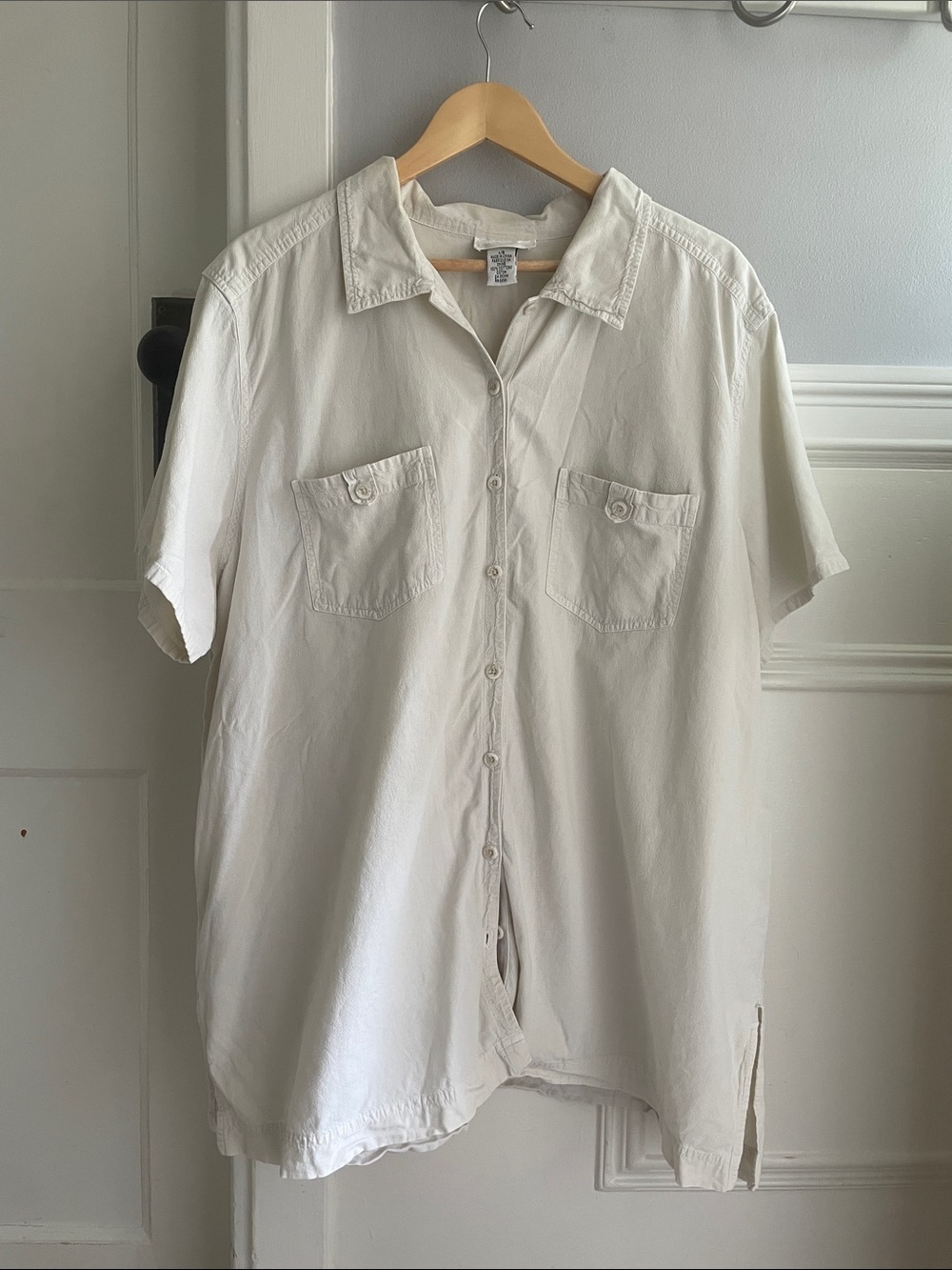 Vintage Cotton Ginny Plus Cotton button up t-Shirt-L/XL